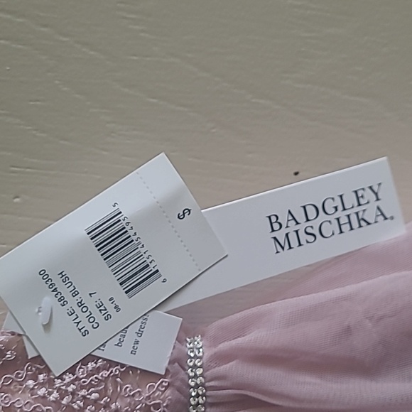 Badgley Mischka Girls' Beaded Illusion Multi-Tier Dress - Little Kid, Sz 7 - Picture 3 of 8